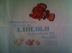 Cross stitch square for Lincoln R's quilt