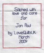 Cross stitch square for Jon Paul O's quilt