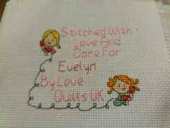 Cross stitch square for Evelyn G's quilt