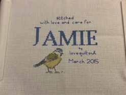 Cross stitch square for Jamie W's quilt