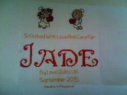 Cross stitch square for Jade A's quilt