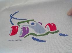 Cross stitch square for Riley M's quilt