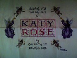 Cross stitch square for Katy Rose's quilt