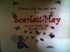 Cross stitch square for Scarlett-May's quilt