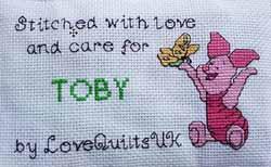 Cross stitch square for Toby N's quilt