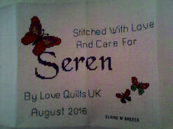 Cross stitch square for Seren's quilt