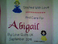 Cross stitch square for Abigail M's quilt