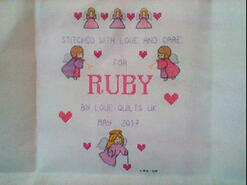 Cross stitch square for Ruby T's quilt