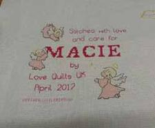 Cross stitch square for Macie M's quilt