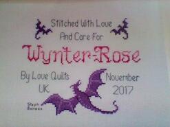 Cross stitch square for Wynter-Rose's quilt