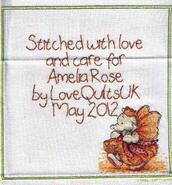 Cross stitch square for Amelia Rose's quilt