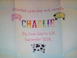 Cross stitch square for Charlie Y's quilt