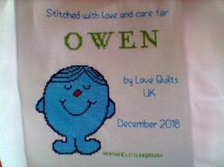 Cross stitch square for Owen C's quilt