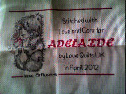 Cross stitch square for Adelaide W's quilt