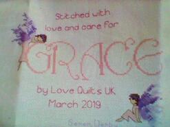 Cross stitch square for Grace B's quilt