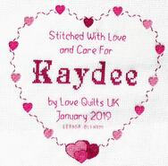 Cross stitch square for Kaydee W's quilt