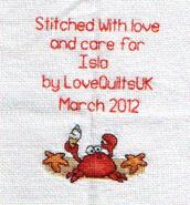 Cross stitch square for Isla W's quilt