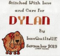 Cross stitch square for Dylan E's quilt