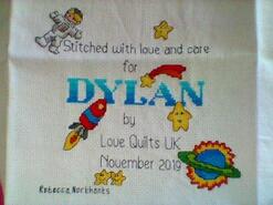 Cross stitch square for Dylan J's quilt