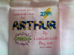 Cross stitch square for Arthur's quilt