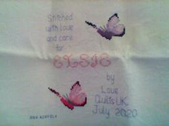 Cross stitch square for Elsie B's quilt