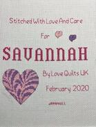 Cross stitch square for Savannah's quilt