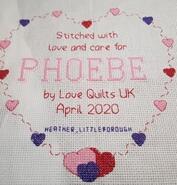 Cross stitch square for Phoebe C's quilt