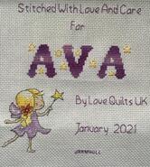 Cross stitch square for Ava A's quilt