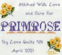 Cross stitch square for Primrose M's quilt