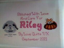 Cross stitch square for Riley S's quilt