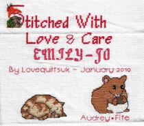 Cross stitch square for Emily Jo's quilt
