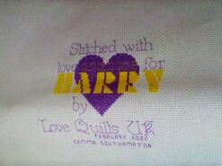 Cross stitch square for Harry T's quilt