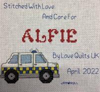 Cross stitch square for Alfie H's quilt