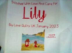Cross stitch square for Lily G's quilt