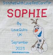 Cross stitch square for Sophie M's quilt