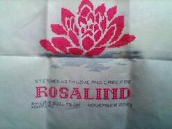 Cross stitch square for Rosalind M's quilt