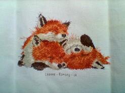 Cross stitch square for Oakley T's quilt