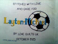 Cross stitch square for Layton-Michael's quilt
