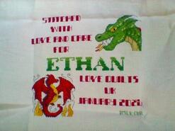 Cross stitch square for Ethan E's quilt