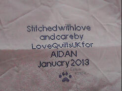 Cross stitch square for Aidan T's quilt