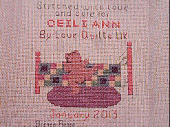 Cross stitch square for Ceili Ann's quilt