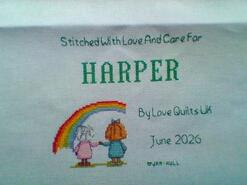 Cross stitch square for Harper J's quilt