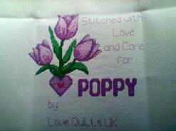 Cross stitch square for Poppy B's quilt