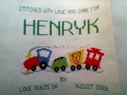 Cross stitch square for Henryk's quilt
