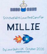 Cross stitch square for Millie H's quilt