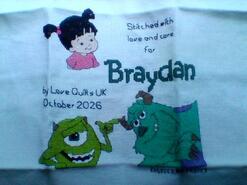 Cross stitch square for Braydan D's quilt