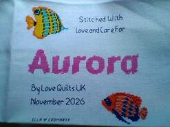 Cross stitch square for Aurora W's quilt