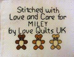 Cross stitch square for Miley I's quilt