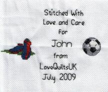 Cross stitch square for John D's quilt