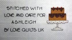 Cross stitch square for Ashleigh H's quilt